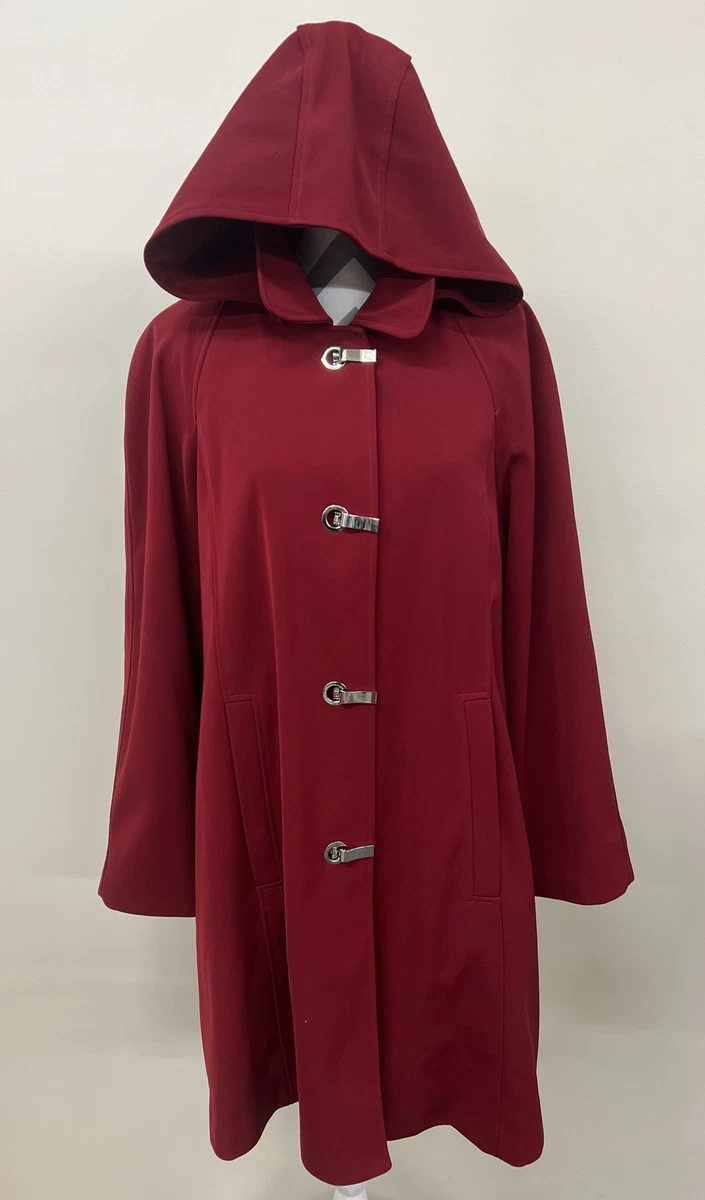 Luxury London Fog Est 1923 Jacket With Detachable Hood Cherry Red Maroon Charity