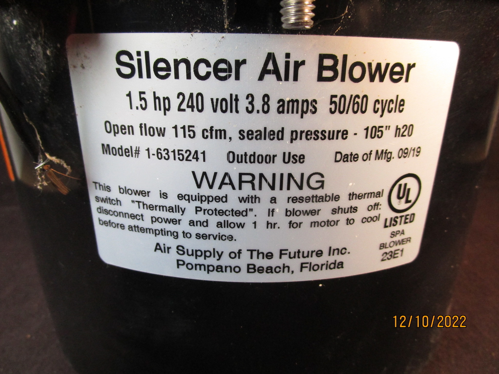 Air Supply Silencer Blower 6315241 NOS eBay