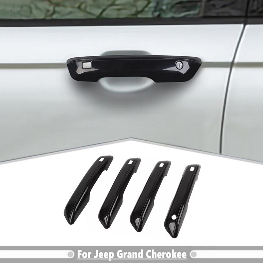 For 2022-2024 Jeep Grand Cherokee ABS Gloss Black Side Door Handle Cover Trim 4P