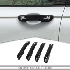 For 2022-2024 Jeep Grand Cherokee ABS Gloss Black Side Door Handle Cover Trim 4P