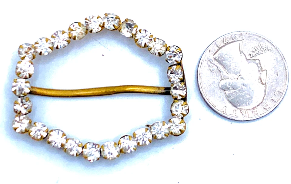 De colección Antiguo Art Deco Diamantes de Imitación Cinturón Hebilla Faja Diapositiva "Hecho en Checoslovaquia" Foto 4 de 4