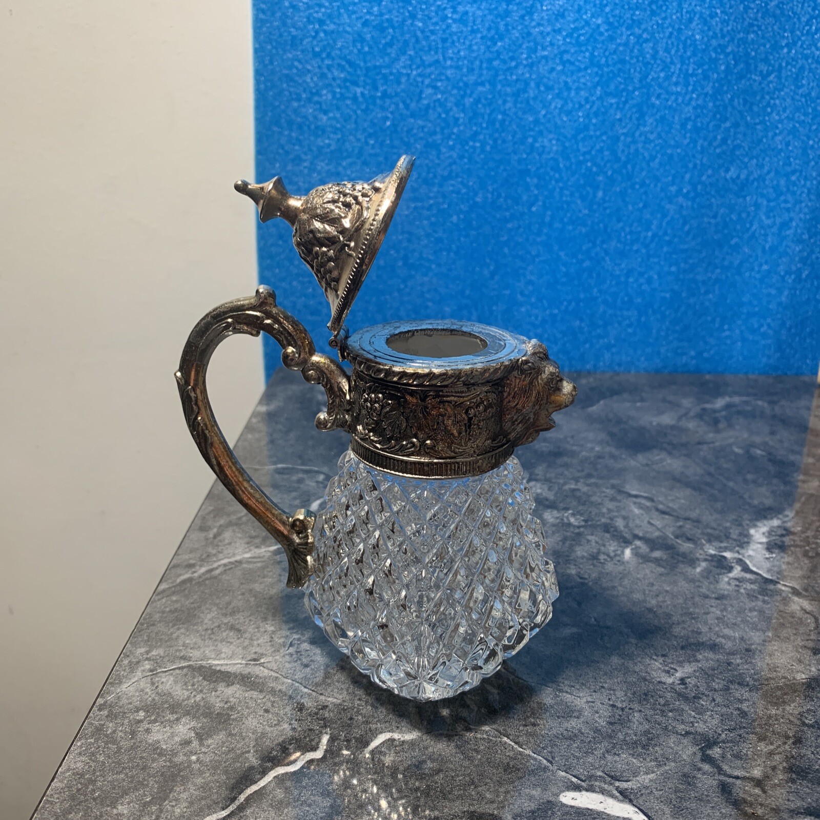 Vintage Syrup Creamer Glass Honey Dispenser Lion Head Spout Silver Plated EUC eBay