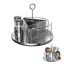 Yukon Glory™ Lazy Susan Caddy for Utensils, Condiments, Napkins, Salt & Pepper