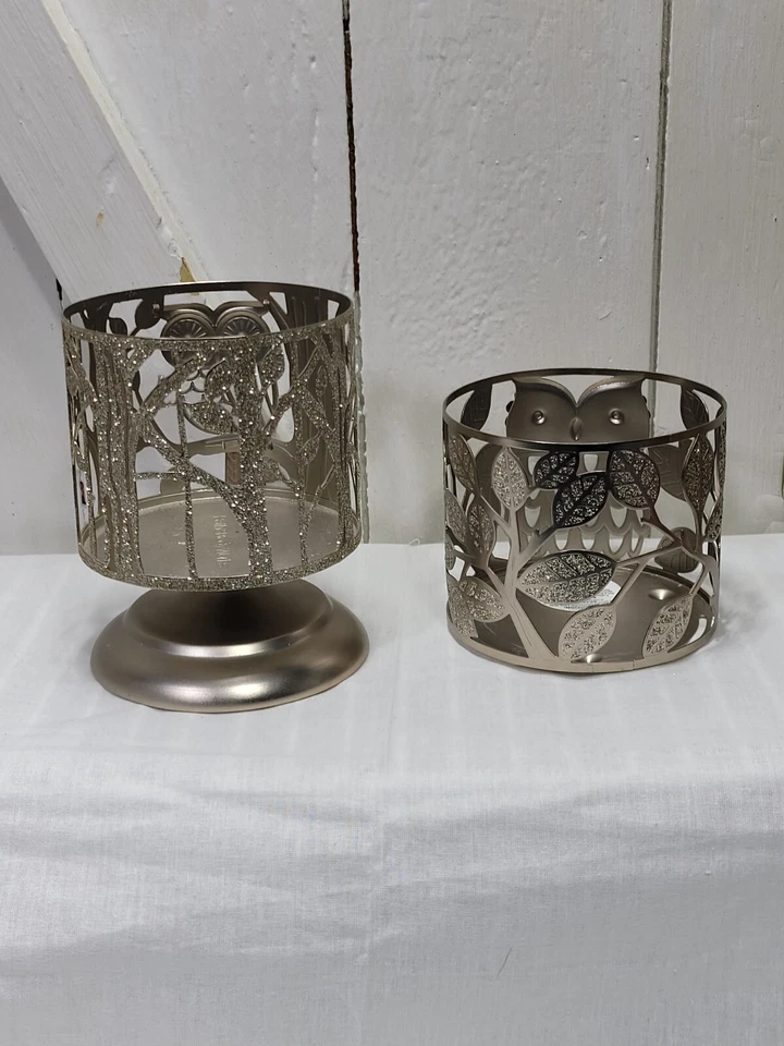 Candelabro Bath & Body Works Glitter Owl In The Woods -Pedestal - Juego de 2 Foto 2 de 4