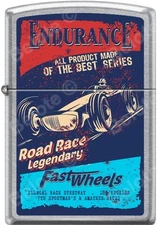 Zippo Endurance Road Race Legendary Fast Wheels Poster Street Chrome Lighter