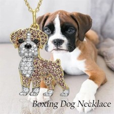 NEW Boxer Dog Crystal Necklace Pendant - Perfect Gift