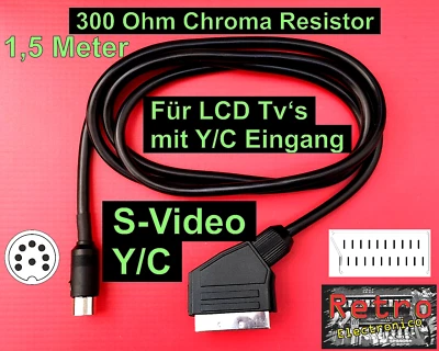Commodore C64 C128 C16 Plus/4 SCART DIN Y/C S-Video LCD TV Monitor Video Cable