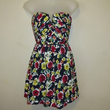 NWT Kimchi Blue Urban Outfitters Navy Blue Floral Strapless Ruched Mini Dress S