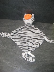 Détails Sur Doudou Chat Gris Noir Casquette Orange Carré Blanc