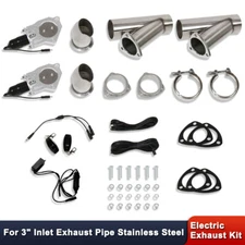 For 3" Inlet Electric Exhaust Y Pipe Kits Stainless Steel w/ Remote Switch 2Pcs