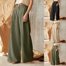 Women Casual Wide Leg Baggy Palazzo Pants Summer Long Trousers Bottoms Plus Size
