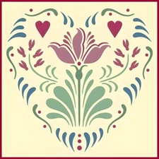 Rosemaling Heart Tulip 2 Stencil- Swedish Rose-Painting - The Artful Stencil