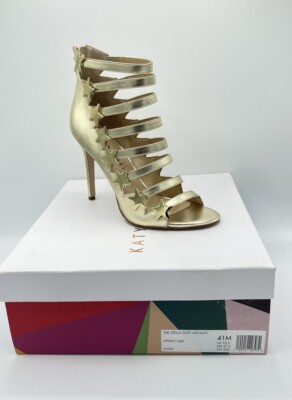 KATY PERRY STELLA HEELED SOFT METALLIC GLADIATOR STUDDED SANDAL UK BNIB  UK