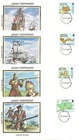 Jersey SC # 222-225 Jersey Fortresses FDC. 4 Covers Set. Colorano Silk Cachet