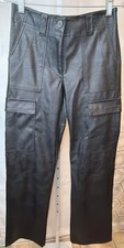 Women's Subdued Medium- Size 6 Faux Leather Cargo Pants Made In Italy New