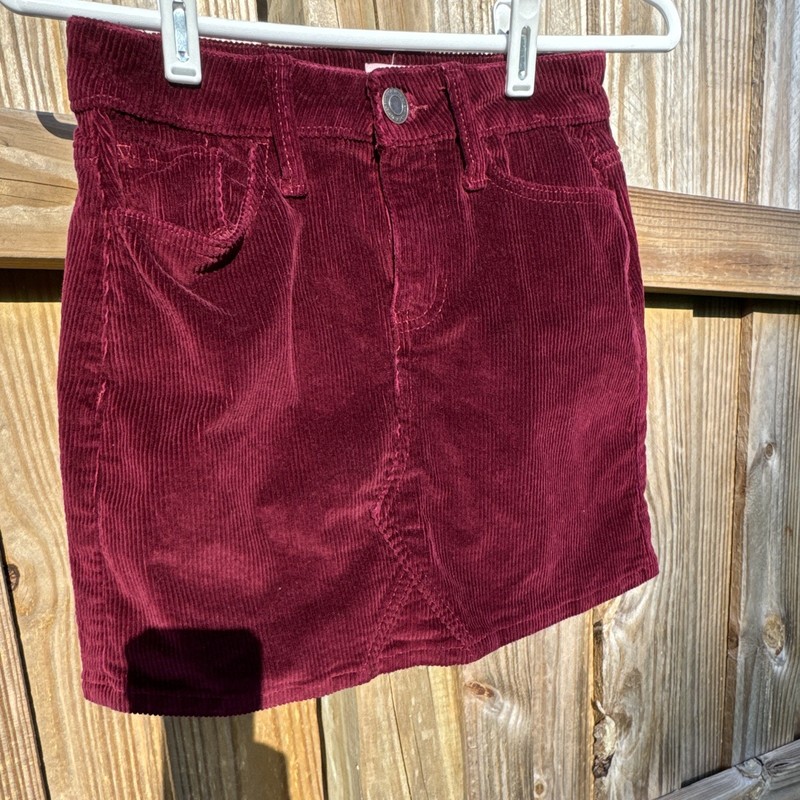 So Girls Burgundy Corduroy A-Line Skirt Short Pockets Button Belt Loops 3/26W