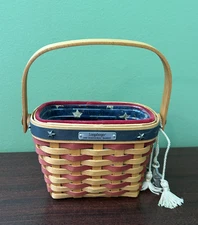Longaberger 2001 Combo Patriotic  Inaugural Basket w/Tie On Retired-Stars