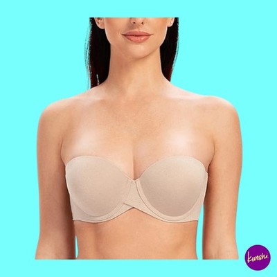 MELENECA Damen Multi Anti-Rutsch Pad PushUp Trägerlos, Pale Nude Heather, UK 40F