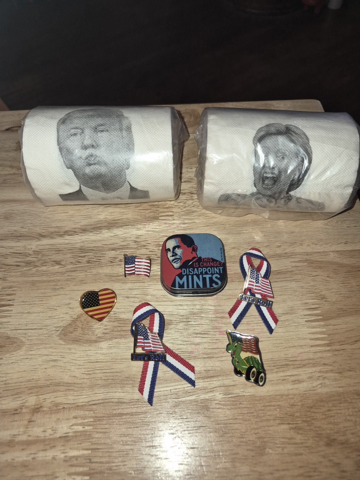 Political Satire Americana Memorabilia Lot Donald Trump, Hilary Clinton, Barack