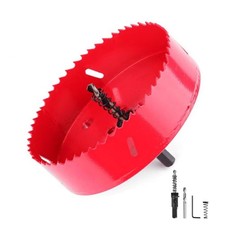 6" 152mm HSS Bi-Metal Hole Saw Kit for Cornhole Boards, Wood, 6", Red