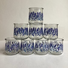 Oui Lavender Yogurt Jars Glass Set Of 8 Empty Limited Edition Cups 5 oz Blue