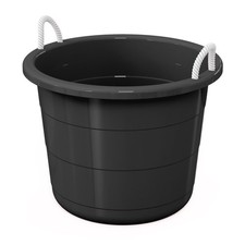  Black 17-Gallon Storage Tub - Flexible Plastic, Rope Handles, Utility Bucket