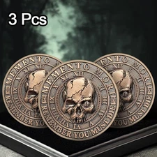 3XMemento Mori Coin Tree of Life Memento Vivere Daily Stoicism Practice EDC Gift