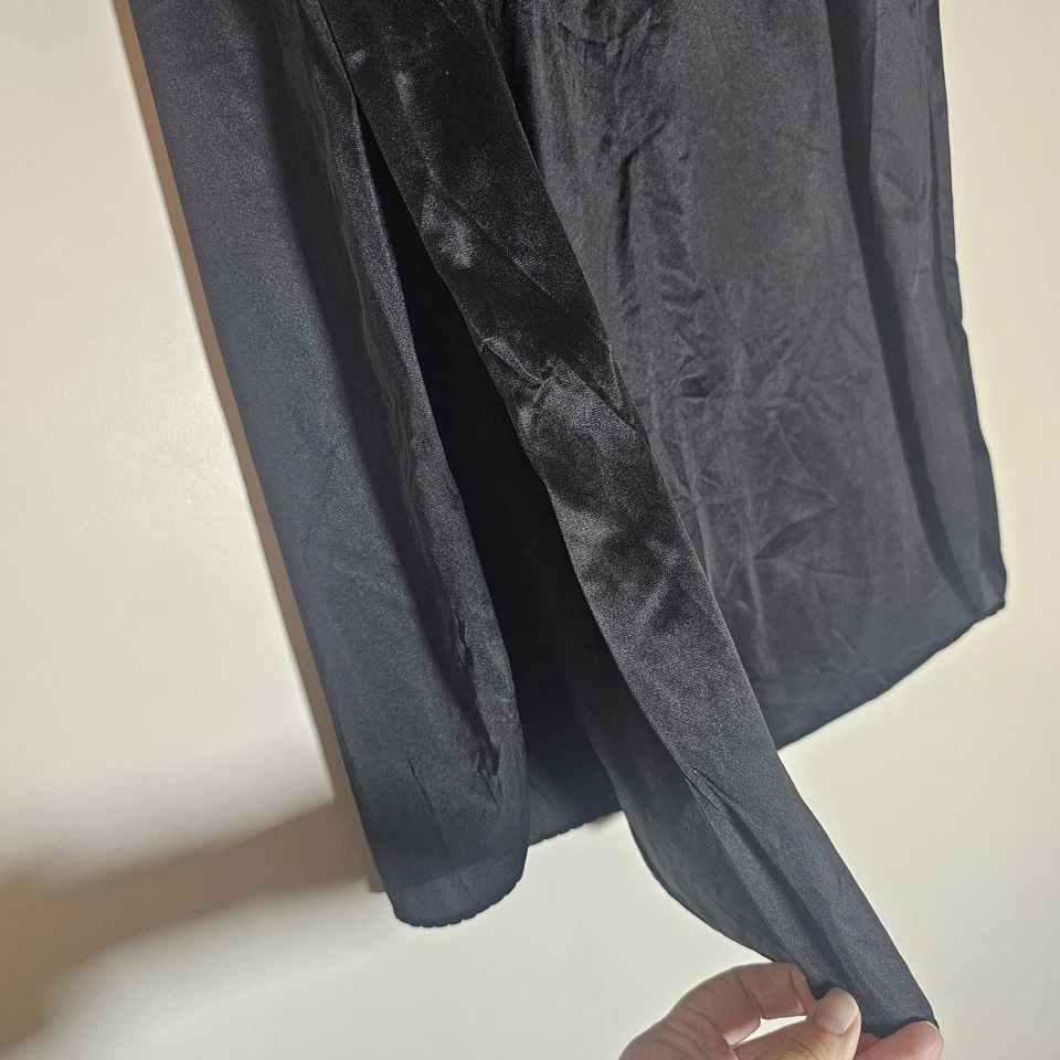 Vintage Vanity Fair Medio Slip Mujer XL Negro Nylon Ranuras Laterales 32" Largo Clásico Foto 4 de 4