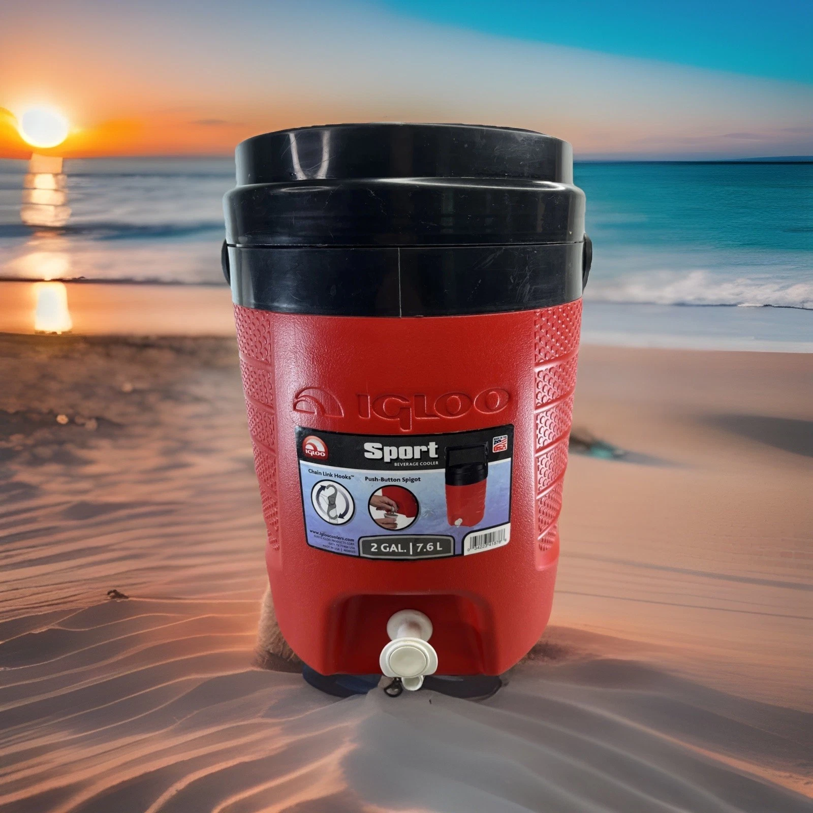 Igloo 2-Gallon Sport Beverage Jug with Hooks Turquoise Black Jug Cooler Ice