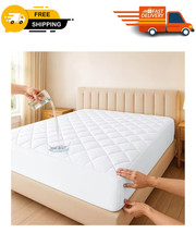Quilted Mattress Pad Waterproof Mattress Topper Deep Fitted Protector Bed Cover