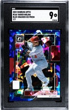 2022 Donruss Optic #166 Yadier Molina BLUE CRACKED ICE PRIZM SGC 9 MINT (7/7)