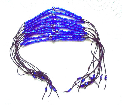10 Freundschaftsbänder Türkisches Auge Nazar Murano Perle transparent BLAU 3 mm