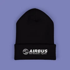 Airbus Aerospace Aviation Company Classic Winter Black Beanie Hat Size Adult