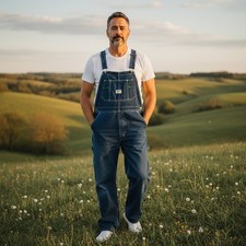 Liberty Overalls Men's 36x30 Blue Denim Bib Overalls Carpenter Cotton Workwear