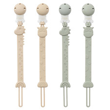 Pacifier Clips for Baby Boys Girls, One-Piece Silicone Pacifier Holder Strap 4 P