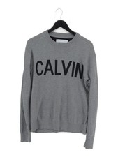 Calvin Klein Men's Jumper M Grey Cotton with Polyamide Pullover