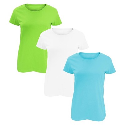 Womens Basic Cotton T-Shirt 3 Pack Plain Short Sleeve Casual Tee Top 