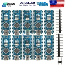 10pcs NANO V3.0 ATMEGA328P Micro-Controller CH340C Board USB For Arduino US