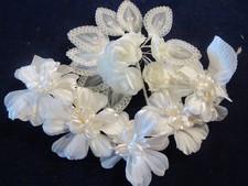 Vtg Millinery Flower Collection All White 1-2 1/2" Lot w/12" Garland H5391