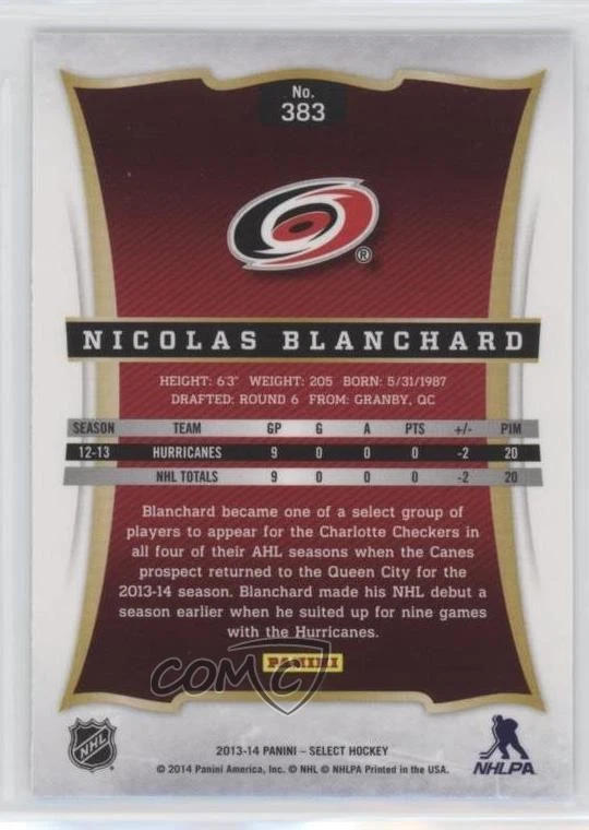 2013-14 Panini Rookie Anthology Select Update Rookie Nicolas Blanchard #383 RC - Image 2 of 2