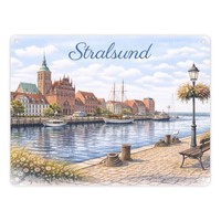 Stralsund Stadtansicht Kirche Metallschild In 15X20 Cm