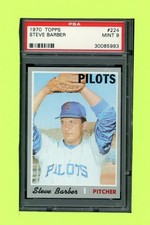 1970 TOPPS #224 STEVE BARBER PSA 9