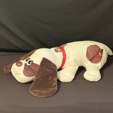 VTG Style Pound Puppies Classic Cream Brown Spots Plush Dog 17 Red Collar 2021
