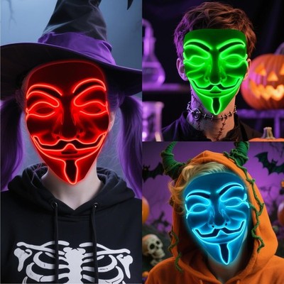 3 Packs Halloween LED Light Up Mask - 3 Light Modes Glowing Mask, Eye-Catchin...