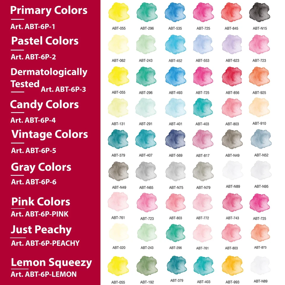 Juego de 6 marcadores de tinta a base de agua multicolor ABT-6P-3 doble pincel Foto 3 de 3