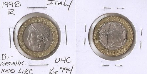 Photo of a 1998 Italy 1000 Lire (1970-2001) from an eBay sale