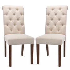COLAMY Tufted Upholstered Dining Chairs Set of 2, Accent Parsons Chairs with ...