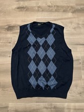 Unisex Great Northwest V Neck Sweater Vest Blue Argyle Size Large