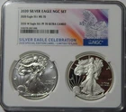 2020/2020-W NGC MS 70/PF70 ULTRA CAMEO AMERICAN SILVER EAGLE SET -WG8