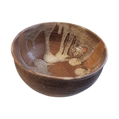 1985 Toad Hall Studio Pottery Bowl 8'' Brown & White Splatter Glaze  NH